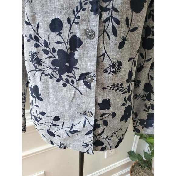 Draper's & Damons Women's Gray Floral Polyester Buttons Front Jacket Blazer PL - Picture 4 of 12